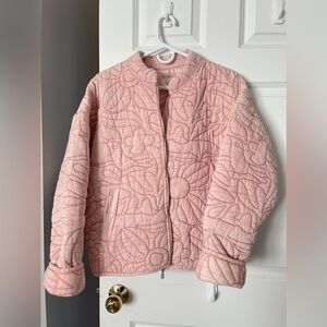 Anthropologie Relaxed Quilted Jacket Pink Size M